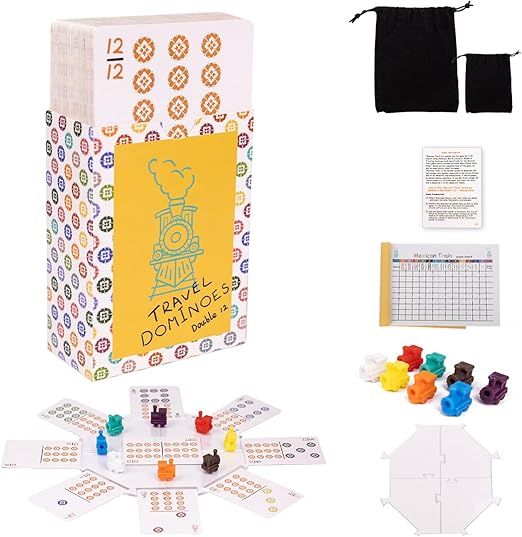 Amazon.com: Mexican Train, Mini Travel Dominoes Game:105 Cards+1Hub for ...