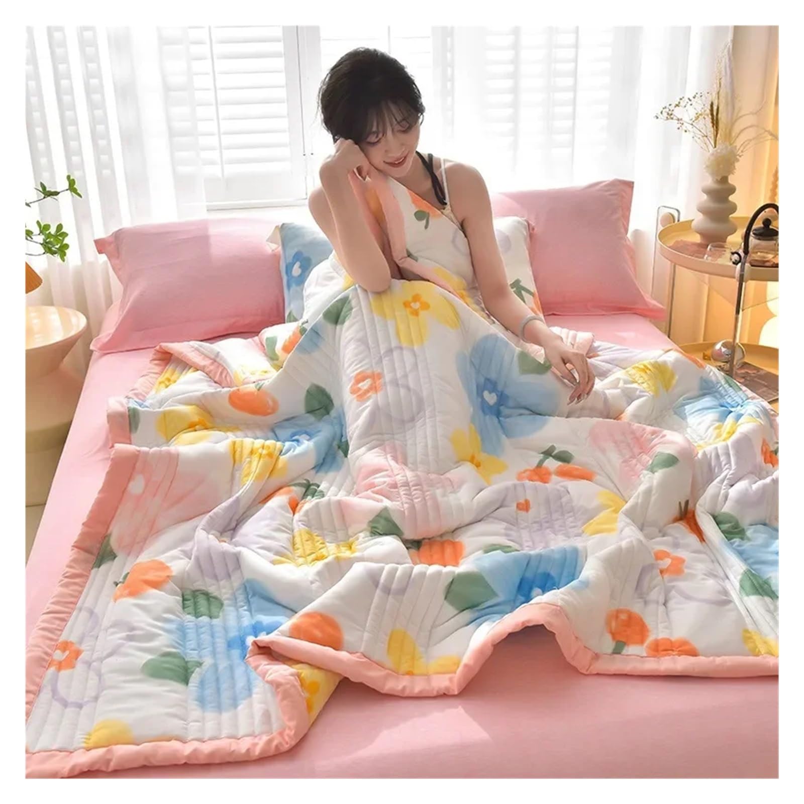 KHASCBNF Lightweight Duvet Breathable, Comfortable, And Cool Feeling Silk Summer Quilt, Air-conditioned(3,150x200cm)