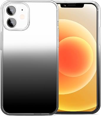 JJGoo Compatible with iPhone 12 Case & iPhone 12 Pro Case Clear Soft Transparent Shockproof Protective Slim Thin Bumper Phone Cover for 12 and 12 Pro - 6.1 inch, Black Gradient