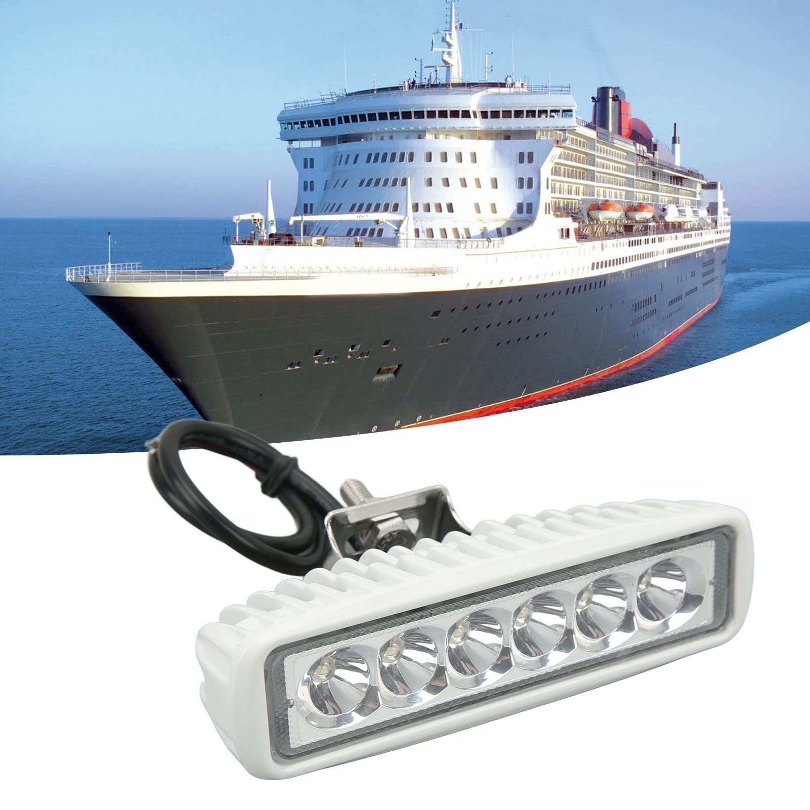 Faro da Lavoro a LED per Barche, da 12V a 24VDC Faro da Lavoro a LED per Barche IP67 Impermeabile Luce Brillante Antiurto per Auto Yacht Illuminazione Esterna (Luce bianca)