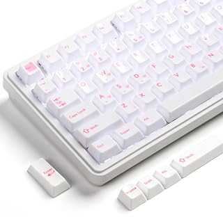 XVX Genuine Ceramic Keycaps,120 Keys Crush Pink Cherry Profile Keycaps for MX Magnetic Switches Gaming Office Keyboard