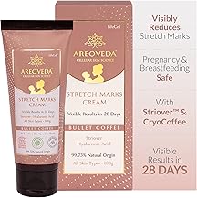 AreoVeda Stretch Mark Cream for Old & New Marks (100g) | Visible Results in 28 Days | With Striover, CryoCoffee & Hyaluronic Acid | Pregnancy & Breast Feeding Safe I Lab Tested, Ecocert Certified, & EWG Verified Stretch Mark Cream | Non-Sticky & Light-Wei