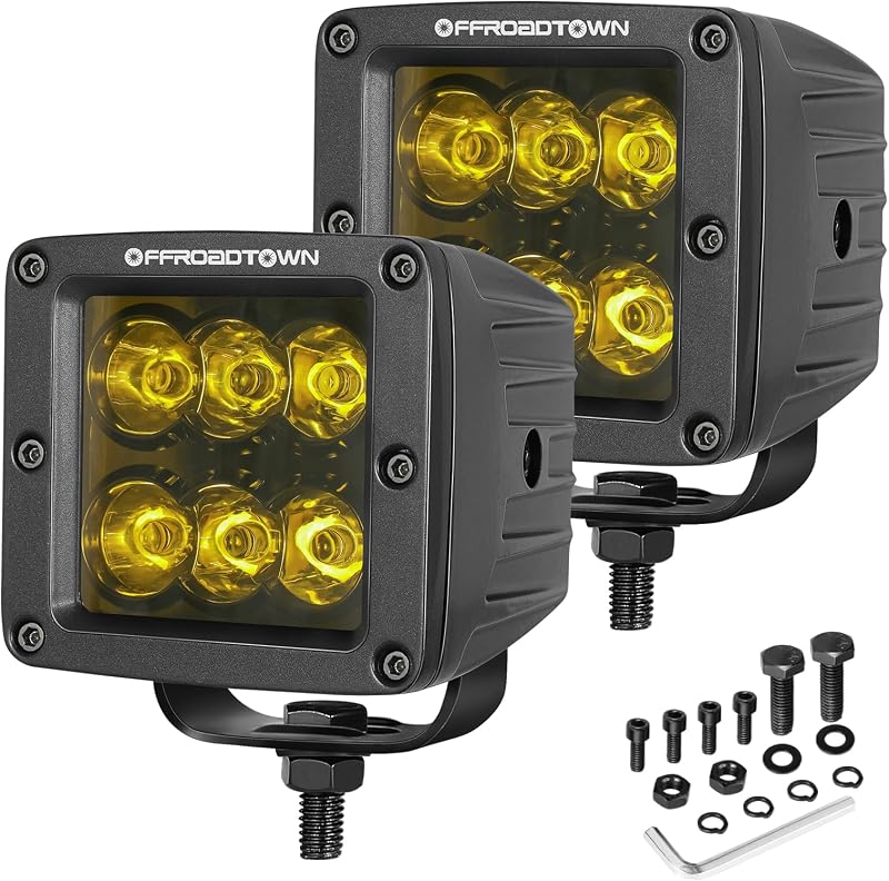 Faróis de neblina LED âmbar OFFROADTOWN 3 polegadas 120 W com feixe spot – 2 unidades