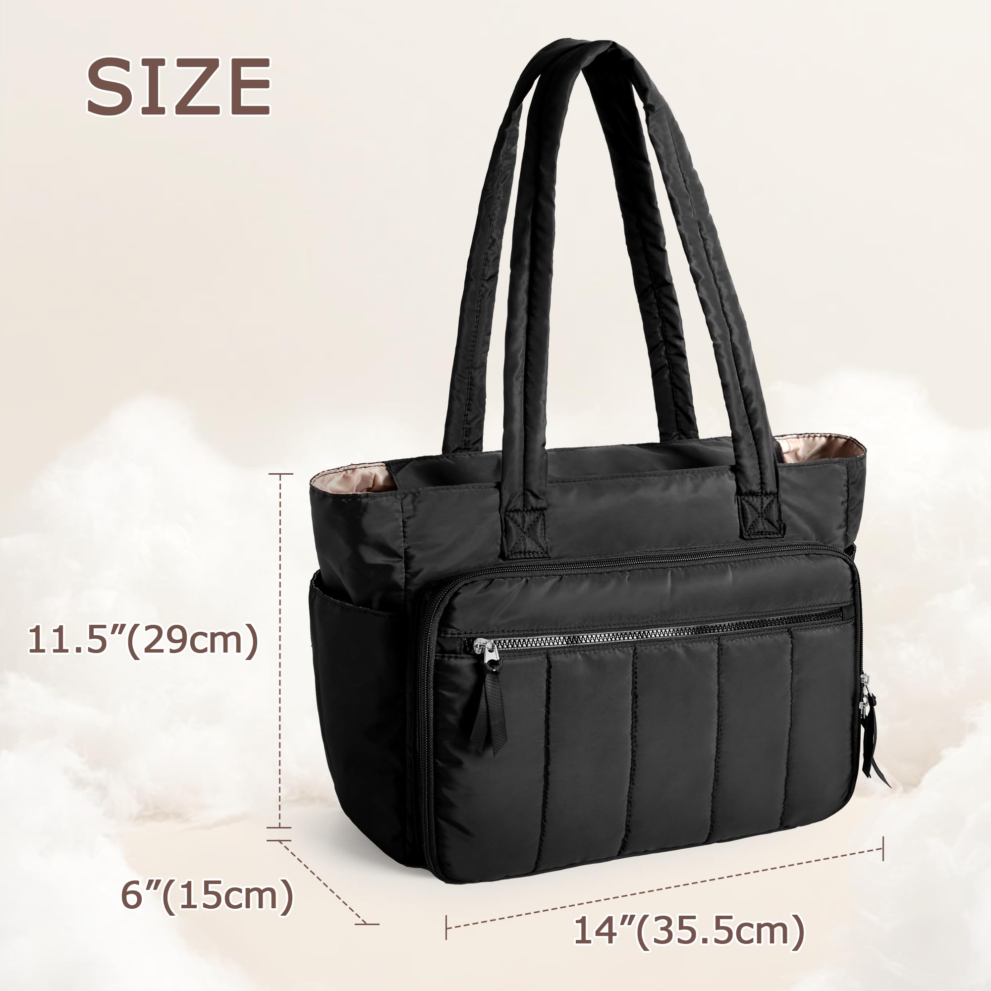 Luxja Sac de Broderie avec Plusieurs Poches, Grand Sac de Projet de Broderie pour Kits de Point de Croix, Noir