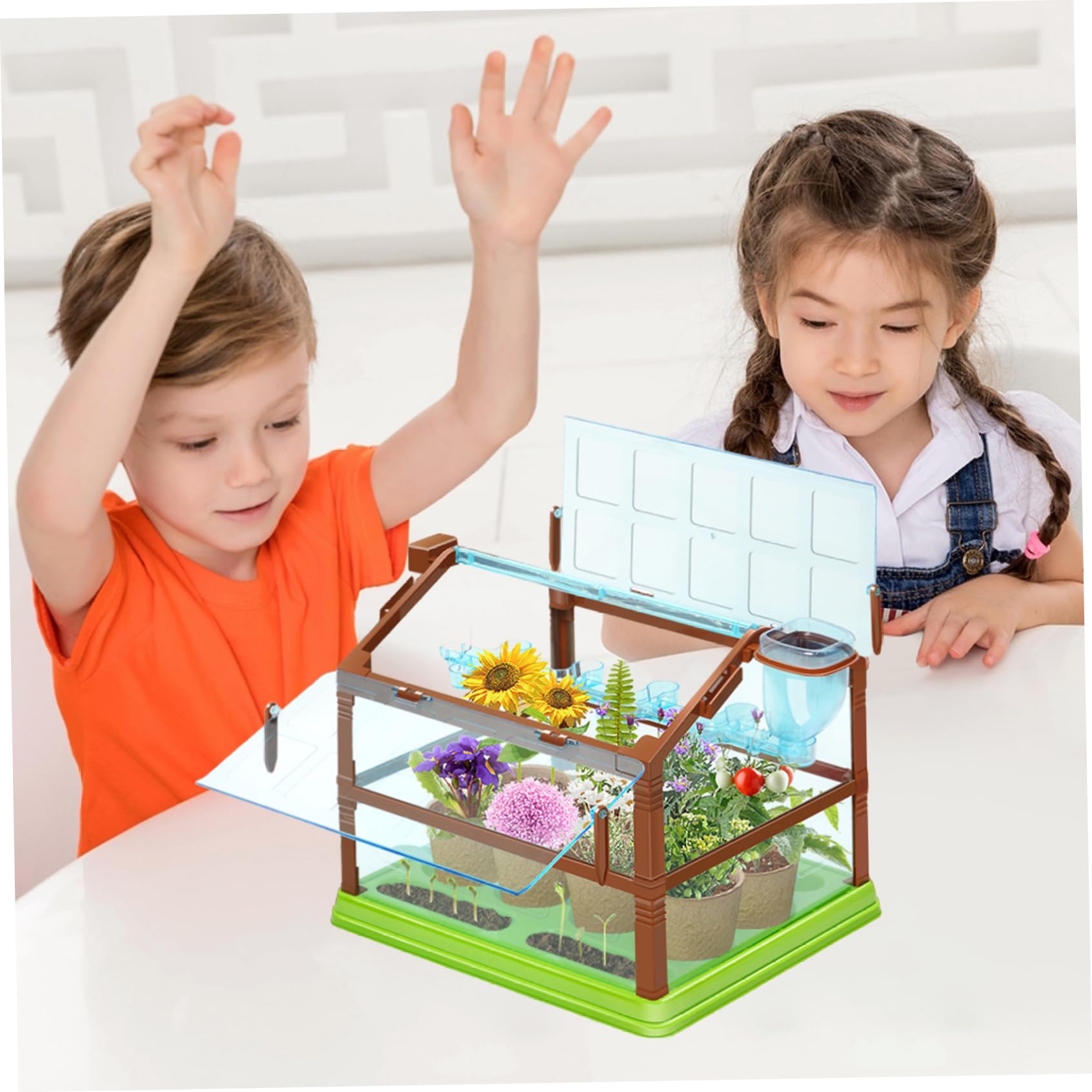 Kit de Plantas para niños, Kit de Cultivo de Plantas para niños con Sistema de riego, jardinería educativa para y niñas, sin Semillas ni Tierra, Doble Cubierta