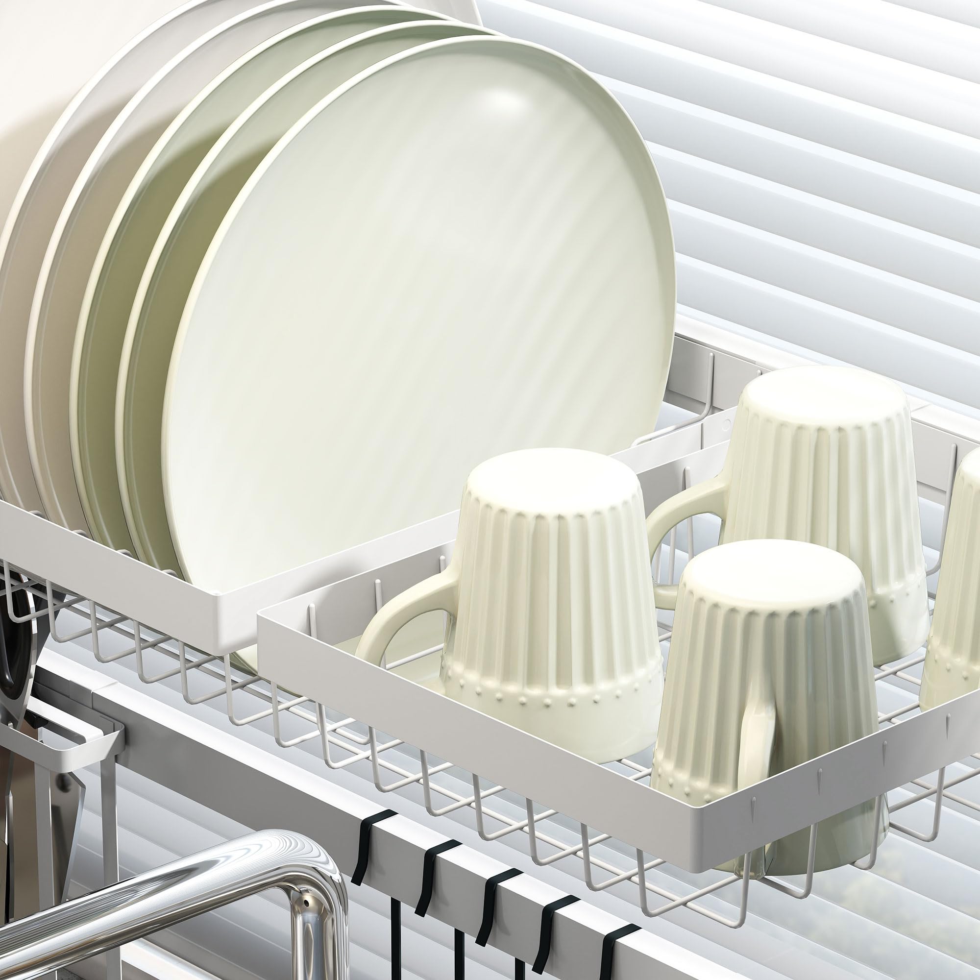HOMCOM Égouttoir 2 Niveaux sur évier 100x30x54.5 cm Blanc