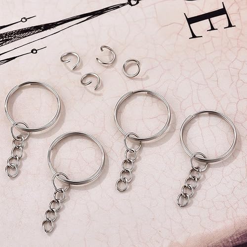 Miniatura 4 de 100 llaveros divididos con cadenas, eslabones abiertos, anillos de salto para manualidades, manualidades, suministros para fabricar llaveros, kit de