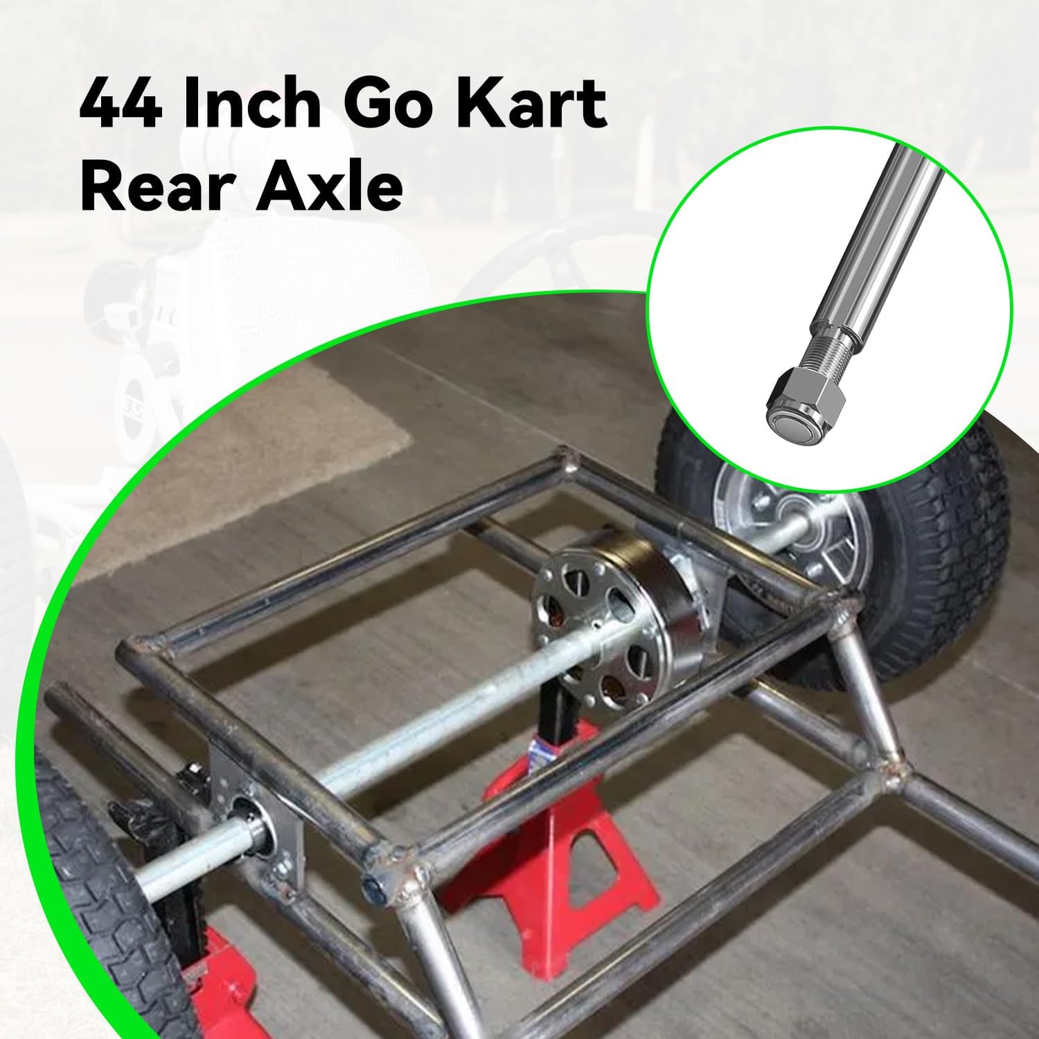 44" Go Kart Rear Axle Kit Compatible with Go Cart ATV Quad 4 Wheeler, Live Axle Shaft with 1" Diameter 3/4" Step Down 1/4" Keyway Replacement for Manco Murray Go-karts Dune Buggies Parts