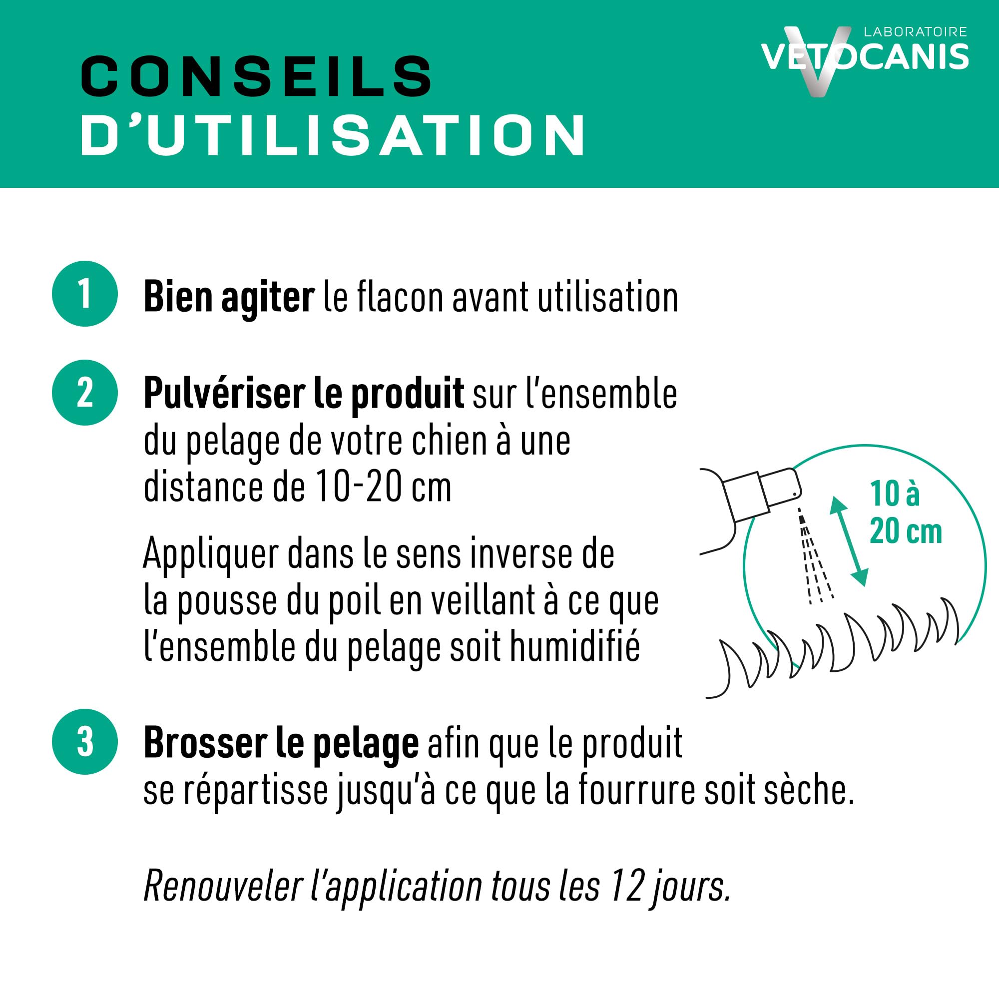 VETOCANIS, Spray Anti-puces et Anti-Tiques et Anti-Moustiques pour Chien, Spray Antiparasitaire 500ML, Répulsif Efficace 12 JOURS
