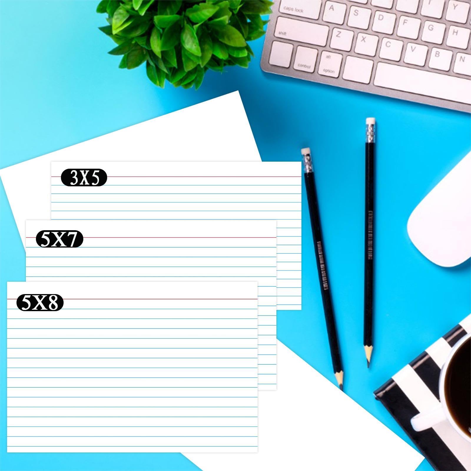 300 tarjetas de índice rayadas de 3 x 5 pulgadas, tarjetas flash Pinovk para estudio, tarjetas de índice blancas, tarjetas de notas de archivo, tarjetas de estudio, tarjetas de estudio, tarjetas de