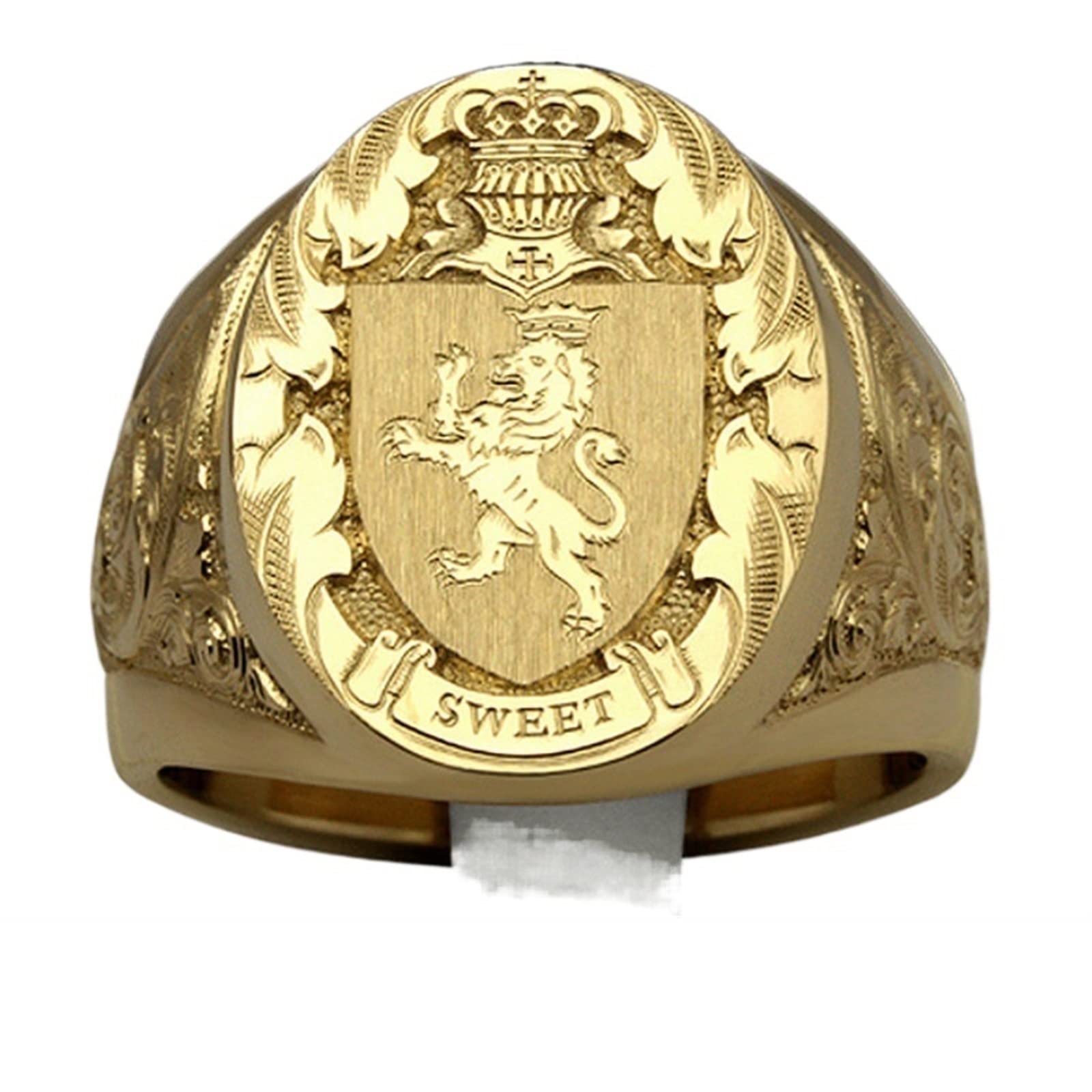HOMOMO Smartringsformen Crown Lion Shield Badge Ring Copper Plated Gold Royal Seal Men's Ring