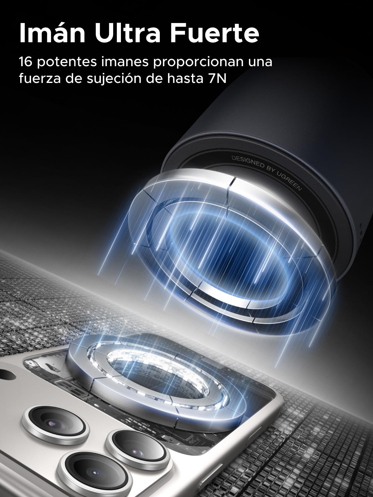 UGREEN Zapix Cargador Inalámbrico iPhone, Qi2 25W Carga Rápida, 2 en 1 Base de Carga sem Fios Magnético Compatible con Magsafe iPhone 17 16 15 14 13 12 Pro MAX Air Plus AirPods (Negro)