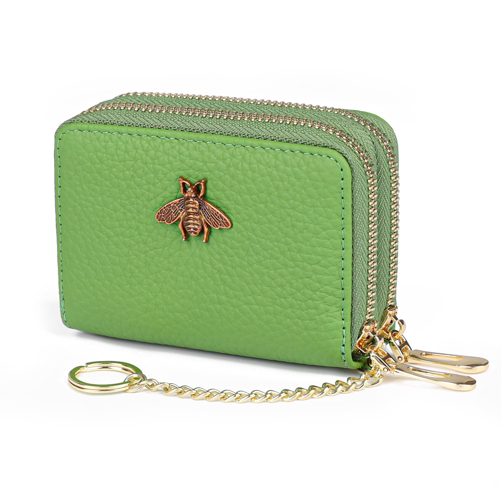 imeetu RFID Credit Card Holder, Small Leather Zipper Card Case Wallet for Women