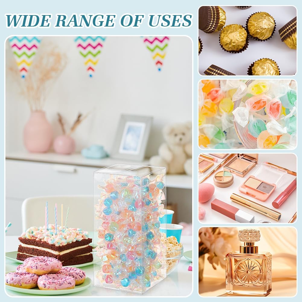 BENECREAT 15Pcs Clear PVC Gift Box, 3.15x3.15x7.08 Inch Transparent Favor Boxes, Rectangle Clear Plastic Candy box for Christmas, Wedding, Party, Birthdays Favors - Image 6