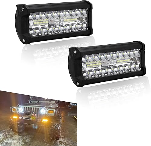 2 barras de luz LED para automóvil para parachoques delantero, 7 pulgadas, tres filas, 400 W, 6000 K, accesorios de iluminación metálicos