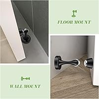 Vista 4 de Topes magnéticos para puerta, topes de puerta negros para la parte inferior de la puerta, montaje en pared, protector de pared magnético resistente