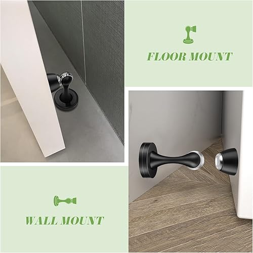 Miniatura 4 de Topes magnéticos para puerta, topes de puerta negros para la parte inferior de la puerta, montaje en pared, protector de pared magnético resistente,