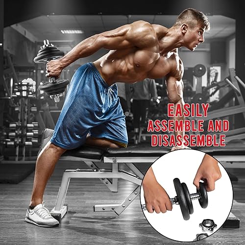 Miniatura 5 de A2ZCARE - Mancuernas con roscamancuernas ajustables  Se ajustan a placas de 1 de peso estándar  Accesorios de levantamiento de pesas  Se venden por