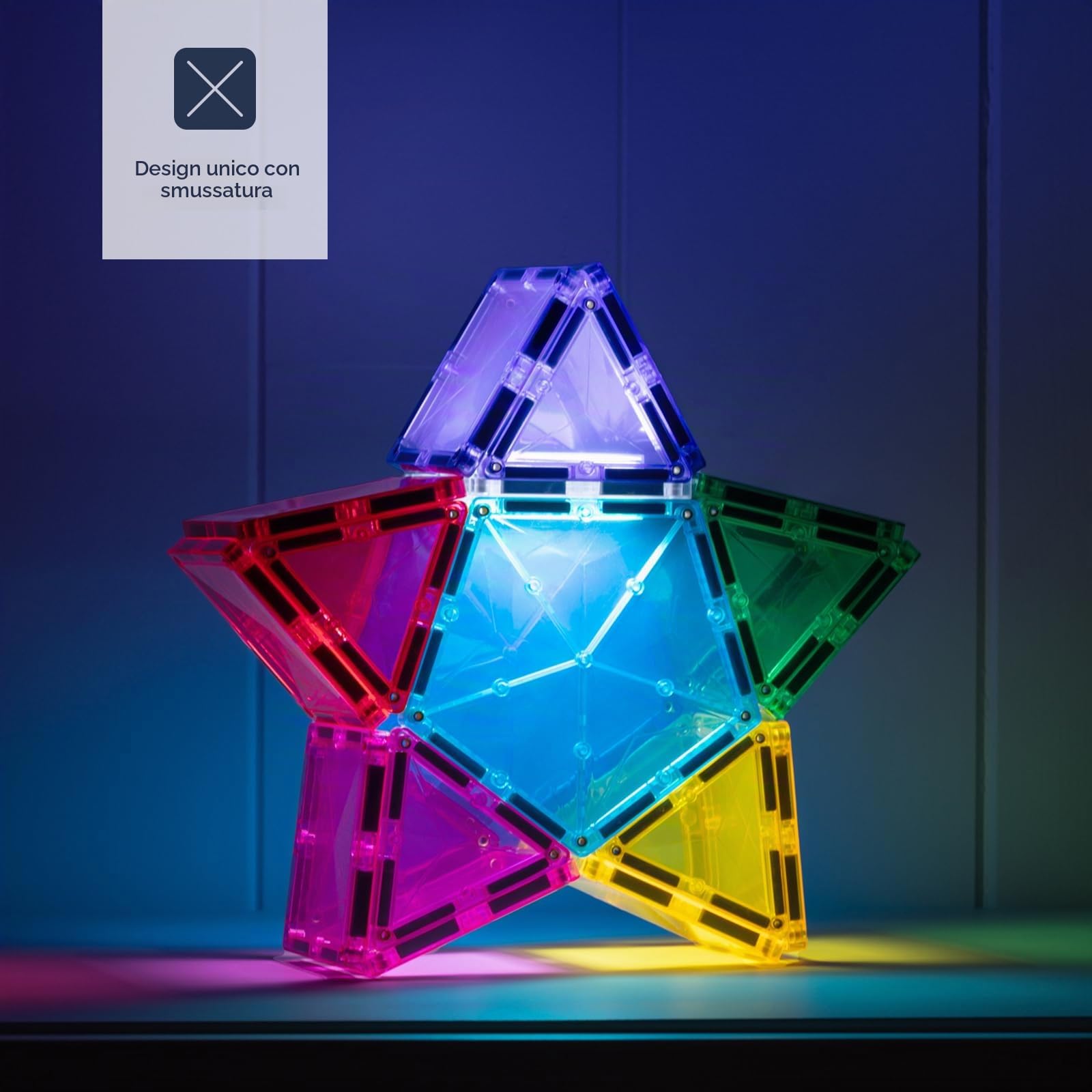 CONNETIX Piastrelle Magnetiche Pacchetto Stelle Luminose, 28 Pezzi