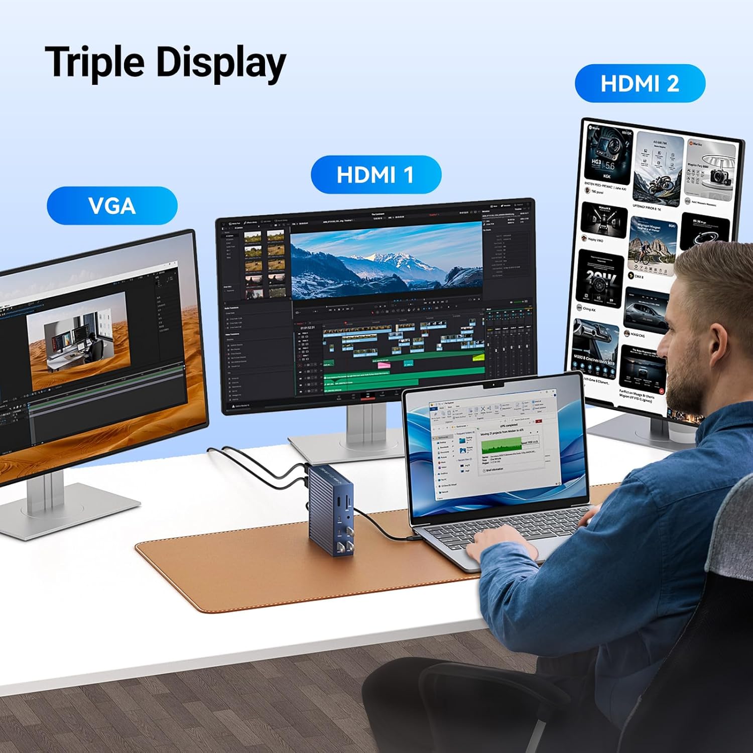 ACASIS USB C Docking Station Dual Monitor, 16-in-1 Laptpop Docking Station with 2* HDMI,VGA,2.5G Ethernet,SD/TF,10Gbps USB-C 3.1,3.5mm Audio,PD100W,USBC Hub for MacBook/Dell/Lenovo/HP/ThinkPad (Gray) Grey image 7 of 9 B0DZCMR7T4