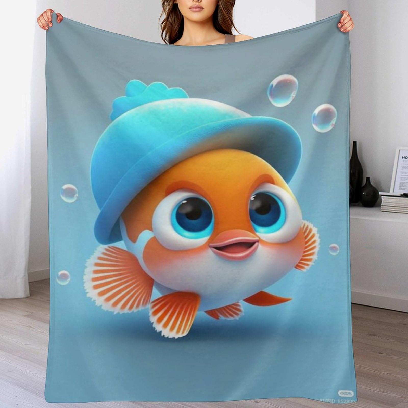 Couverture douce poisson plaid chaud flannel polaire lit canapé