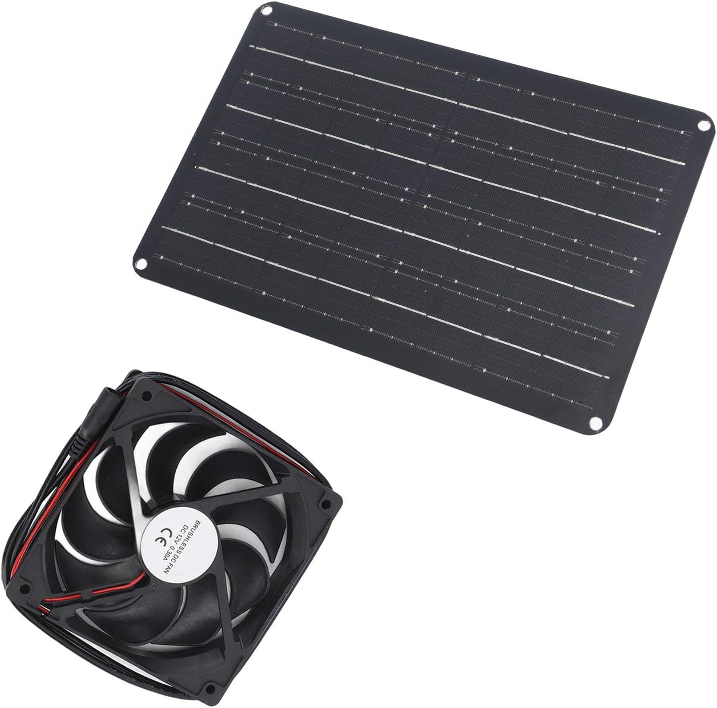 Solar Panel Fan Kit, 15W, 12V DC, 4.9ft Cable - Energy Efficient Cooling, Easy Installation for Greenhouse, RV, Pet House (2 Fans)