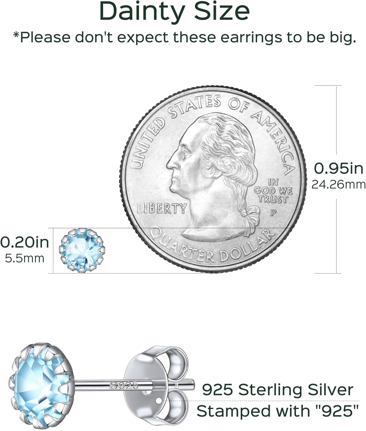 ChicSilver 925 Sterling Silver Earrings Sparkling Heart/Round/Princess Cut Birthstone Earrings for Women Birthday Jewelry with Gift Box