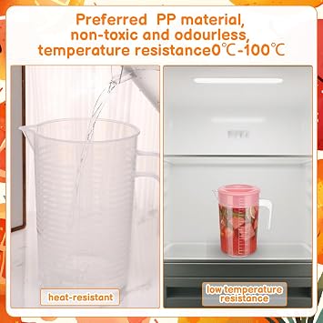 Meng Jiaran 2 Pack Juice Jugs with Lid,2L Water Jug iced Tea Pitcher