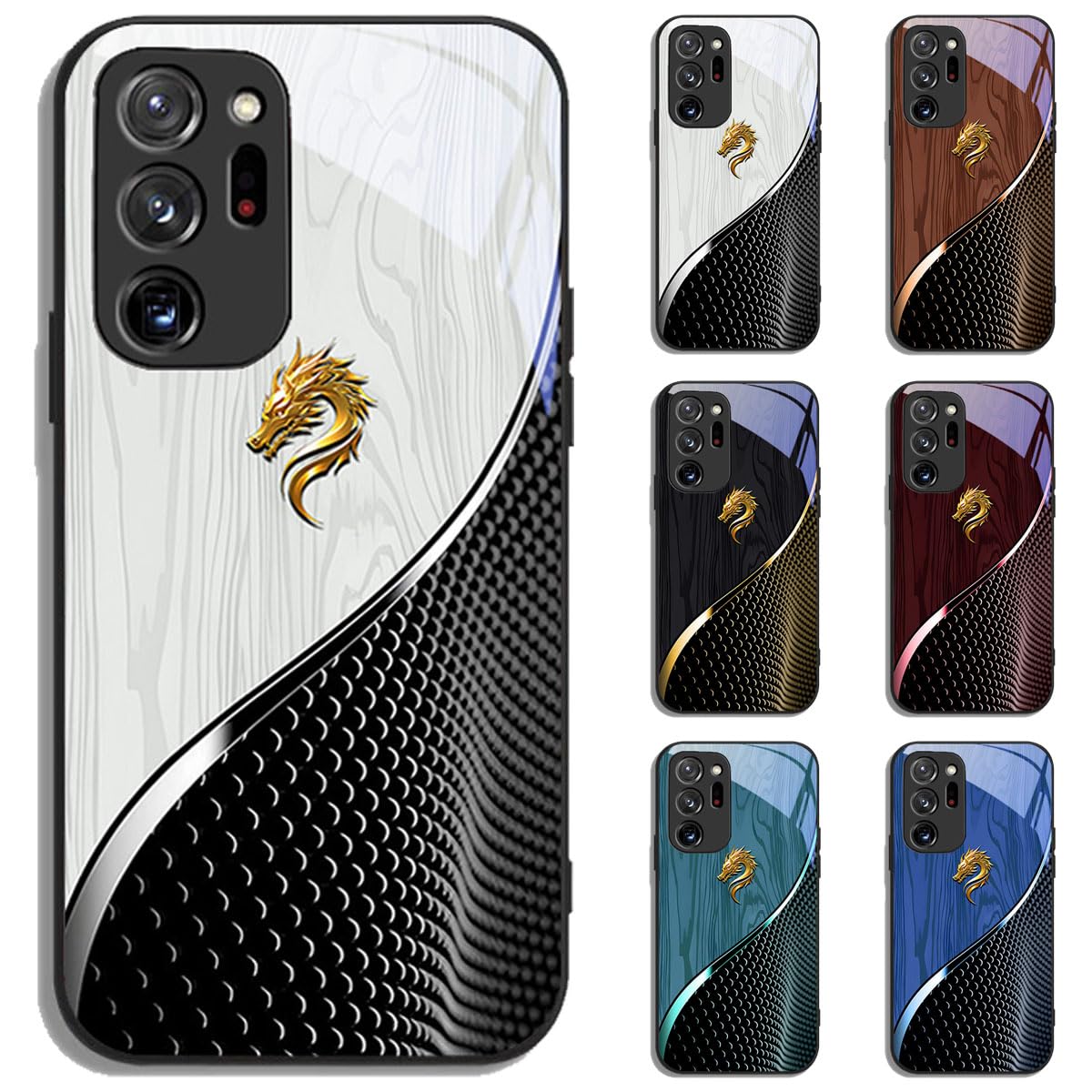Coque bois verre dragon blanc Samsung S20 Plus protection antichoc QI - 8