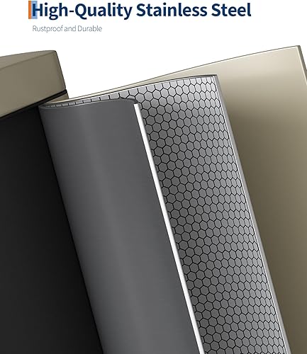 Miniatura 4 de Garvee Cubo de basura de metal de 2.6 galones  10 L con tapa, bote de basura delgado e impermeable para dormitorio, pequeño cubo de basura con cubo