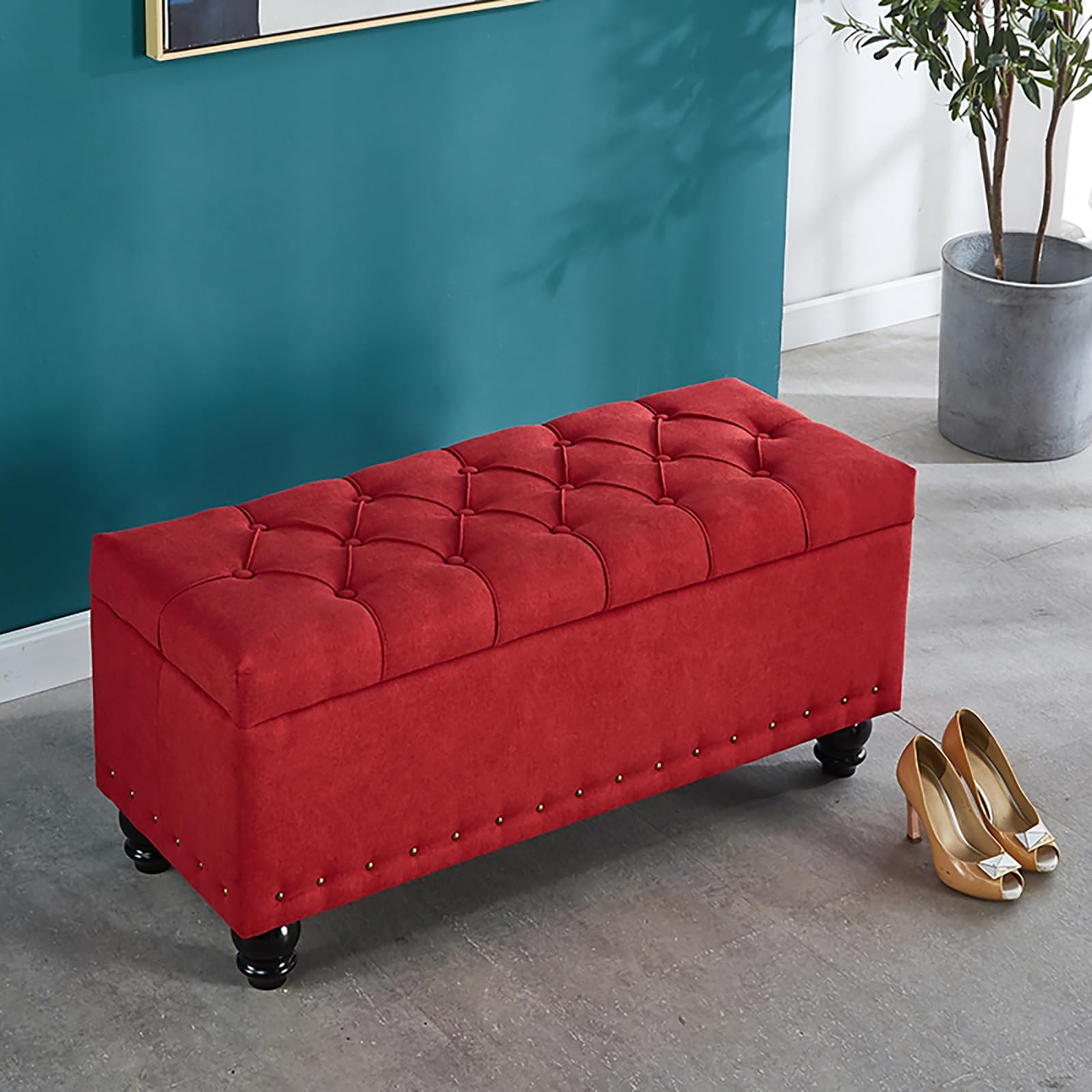 Pouf de rangement ottoman et banc d'entrée avec étagère à chaussures