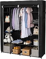 Vista 28 de 67" Portable Wardrobe Closet, Wardrobe Closet for Hanging Clothes with 2 Hanging Rods, 12 Clothes Storage Organizer Shelves, Non-Woven Fabric Grey