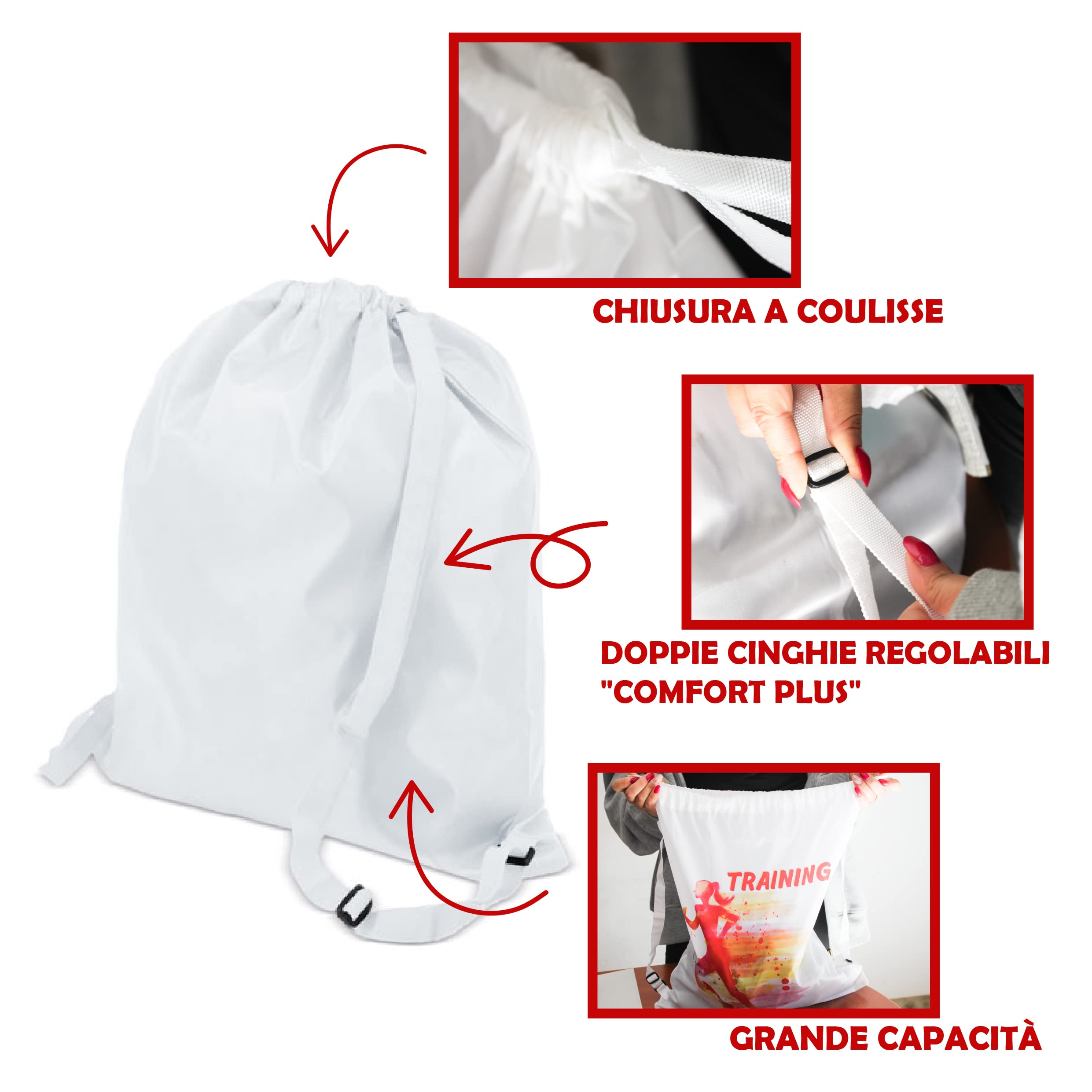 50 Sacchi Borsa Zaino XL Blu Non Stampato cm 44x50