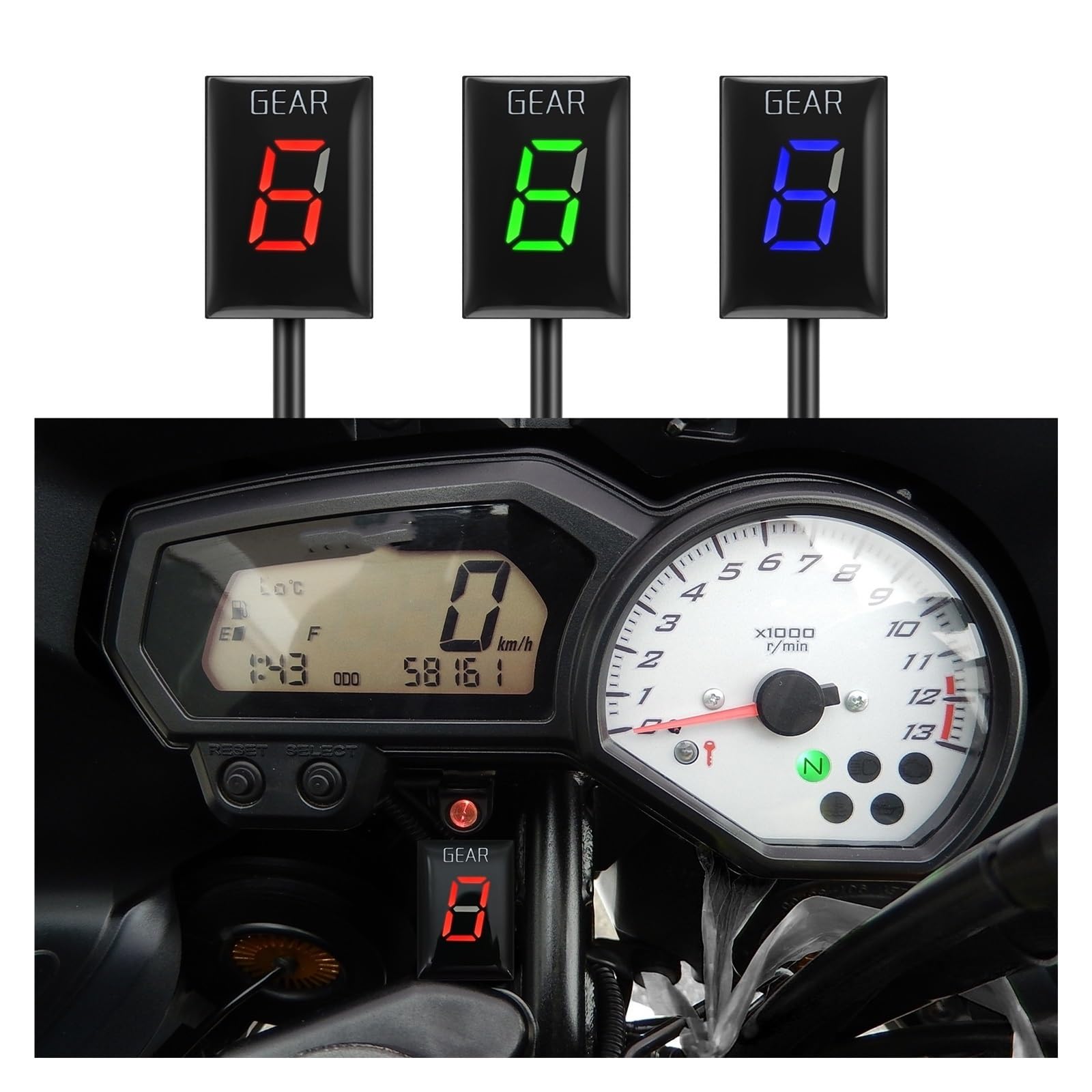 Indicador Marchas Motocicleta Indicador De Marcha para Accesorios Motocicleta para FZ6 Tablero Digital, Velocidad 1 A 6 Niveles