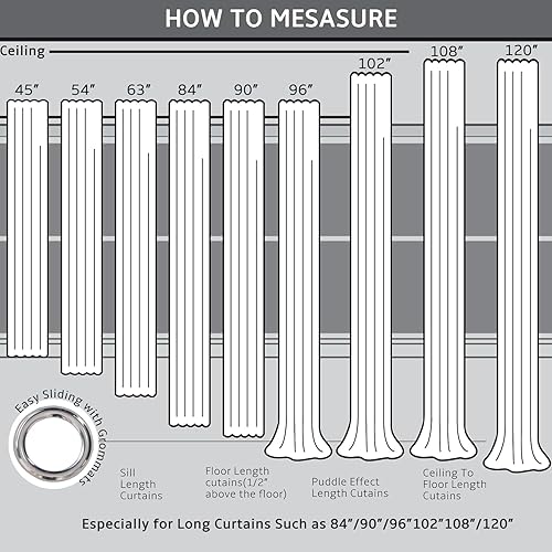 Miniatura 8 de Cream Linen Blackout Curtains 96 Length 2 Panels Set for Living Room Bedroom, 100% Black Out Thermal Insulated Linen Drapes, Room Darkening Grommet