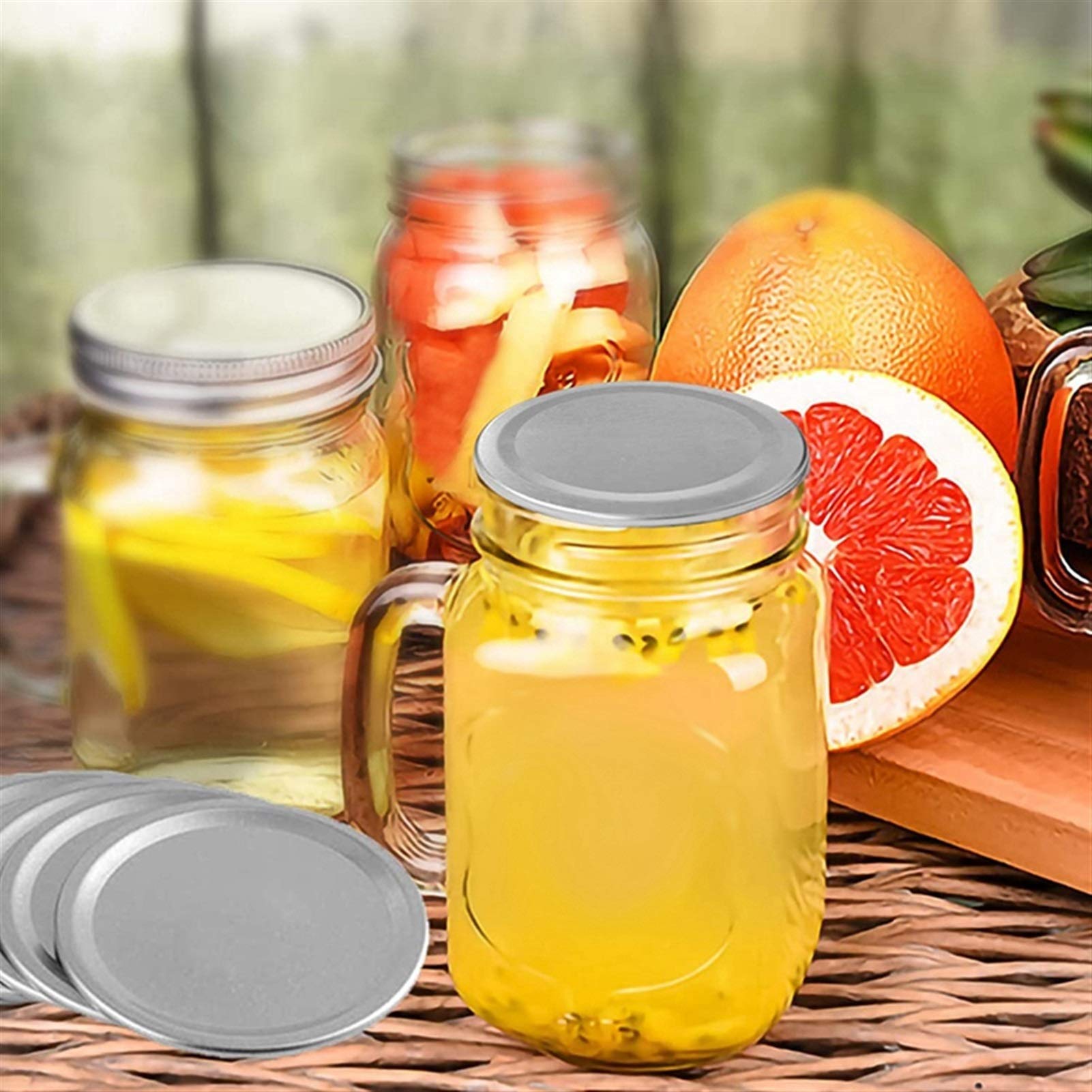 Mason Jar Deksels, Kilner Jar Deksels 50 Stks Brede Mond 86 MM Mason Jar Inblikken Deksels, Herbruikbare Lekbestendige Split-Type Zilveren Deksels Met Siliconen Seals Ringen