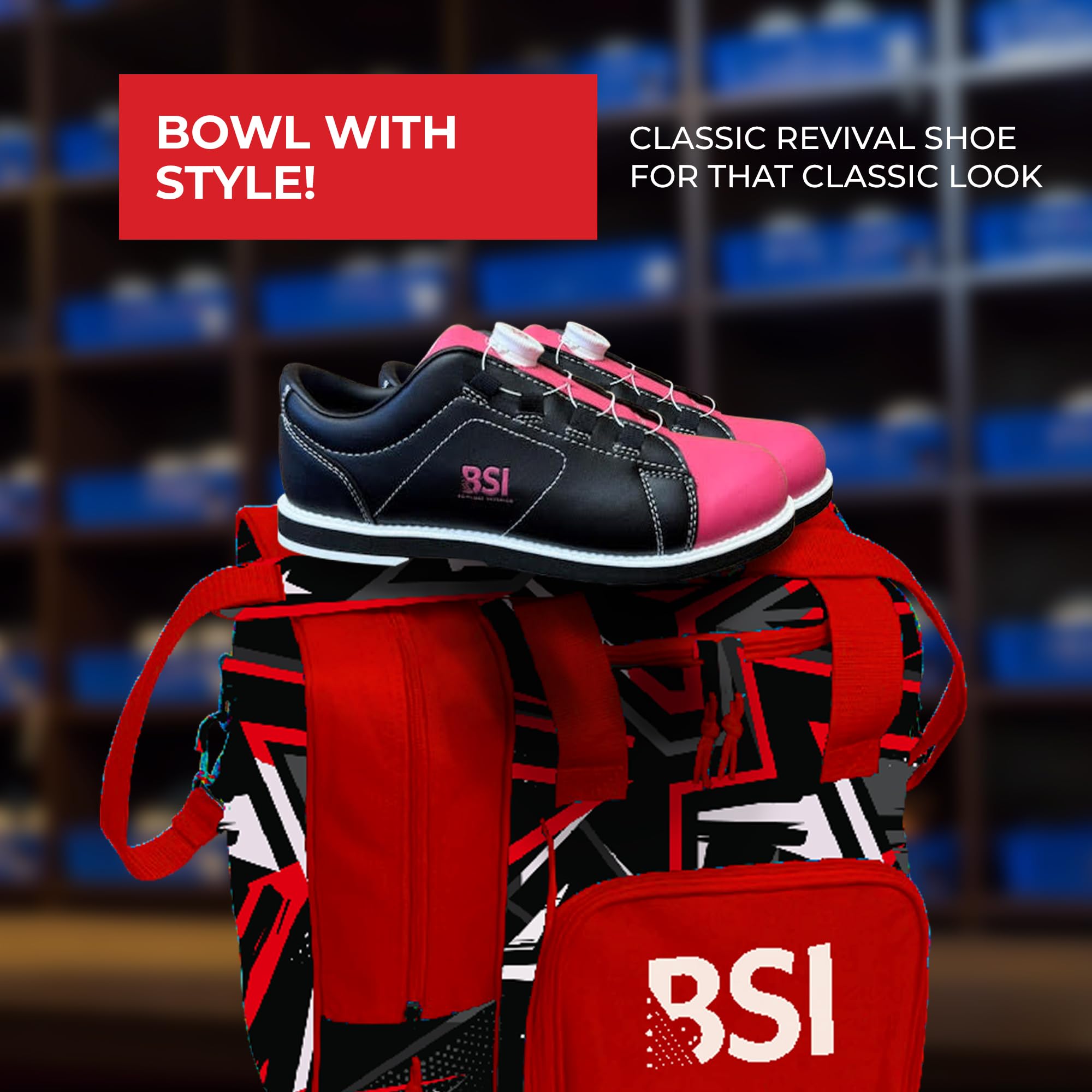 BSI Revival Dial Shoe für Damen, leichte Bowlingschuhe mit verbessertem Komfort und Unterstützung, Schwarz/Rosa