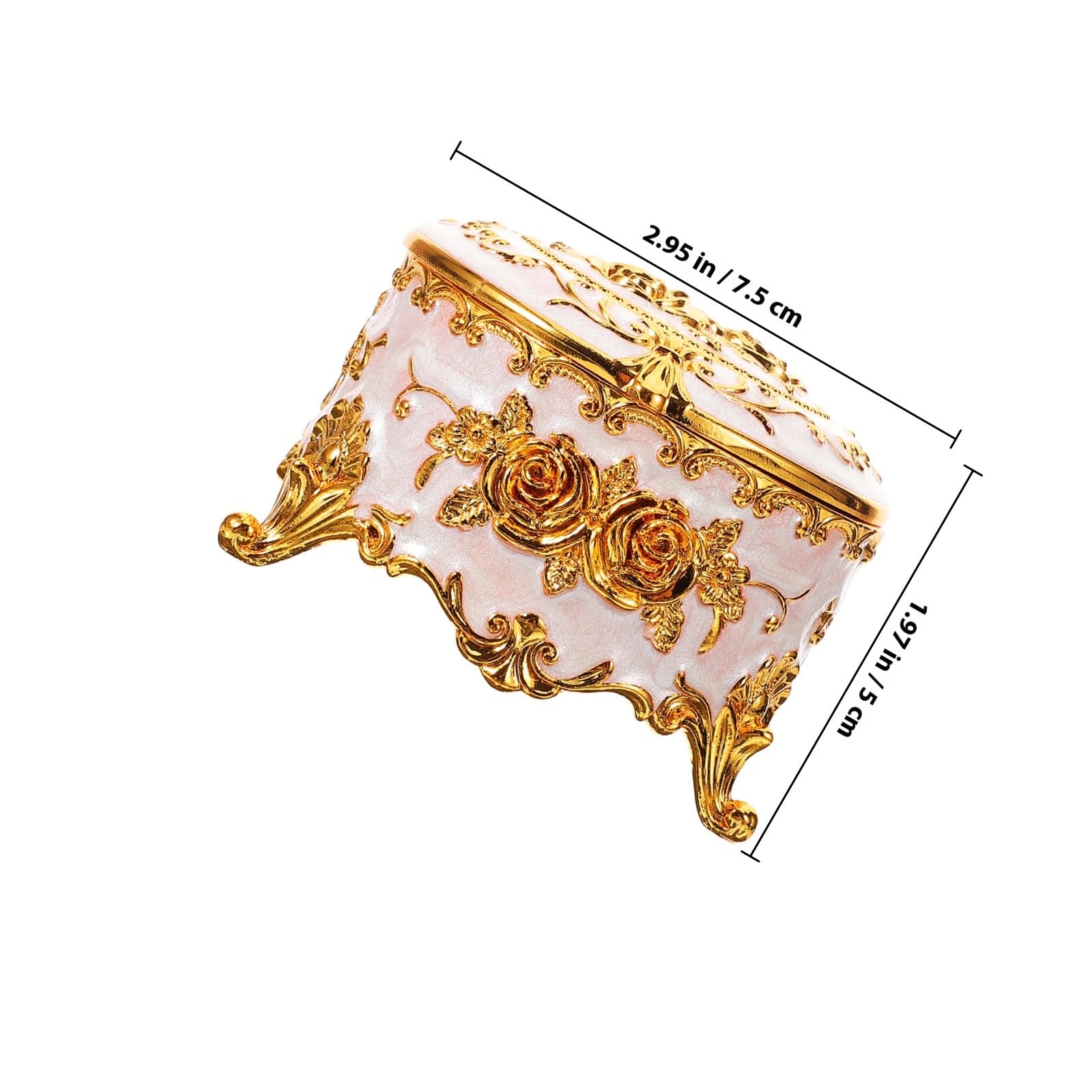 jojofuny Schmuckkästchen mit Rostbeständigem Design Elegantes und Zinklegierung Rundes Multifunktionale Dekorativem Rosenmuster Schmuckaufbewahrung für Zuhause und Reisen