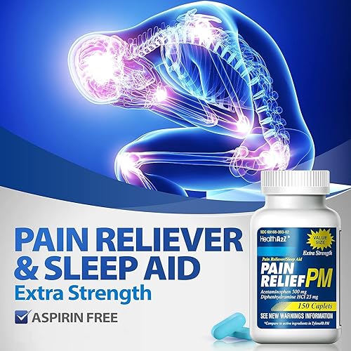 Vista 10 de HealthA2Z® Alivio del dolor extra fuerte PM Acetaminofeno 500mg Difenhidramina 25mg Alivio del dolor y ayuda para dormir nocturno