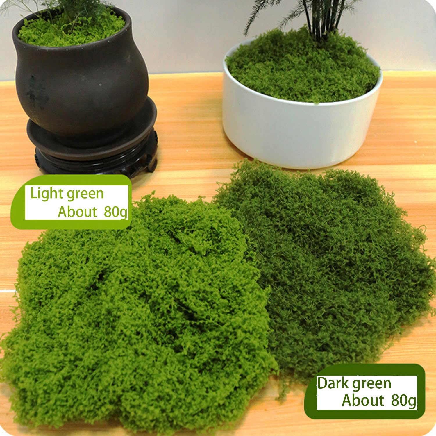 Mousse Artificielle Décorative - 100g (vert Foncé + Vert Clair) - Pour Maquettes, Terrariums, Aquariums, Décoration DIY - 2