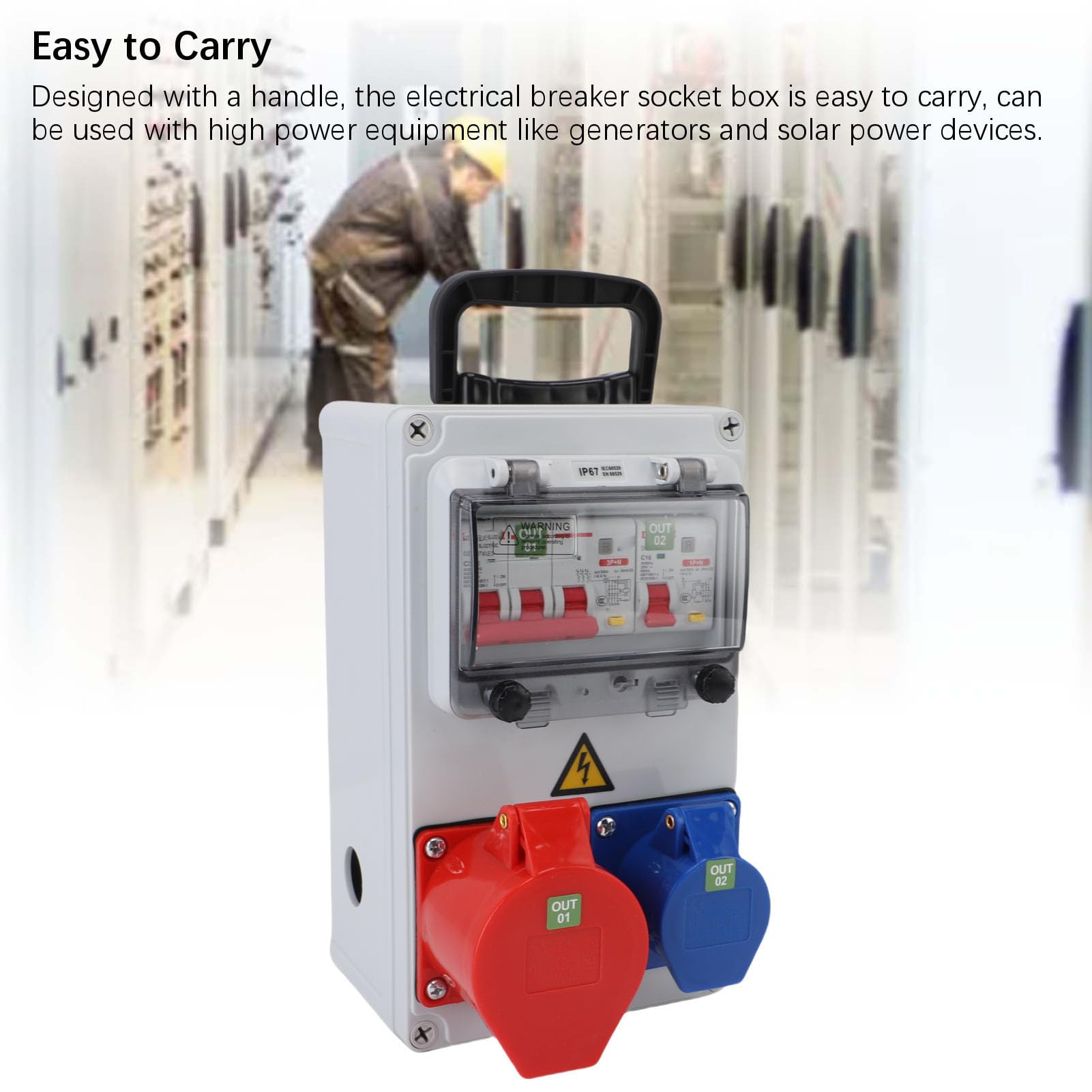 Scatola di distribuzione presa industriale portatile Scatola di presa elettrica portatile a prova di acqua 250x150x100mm per cantiere