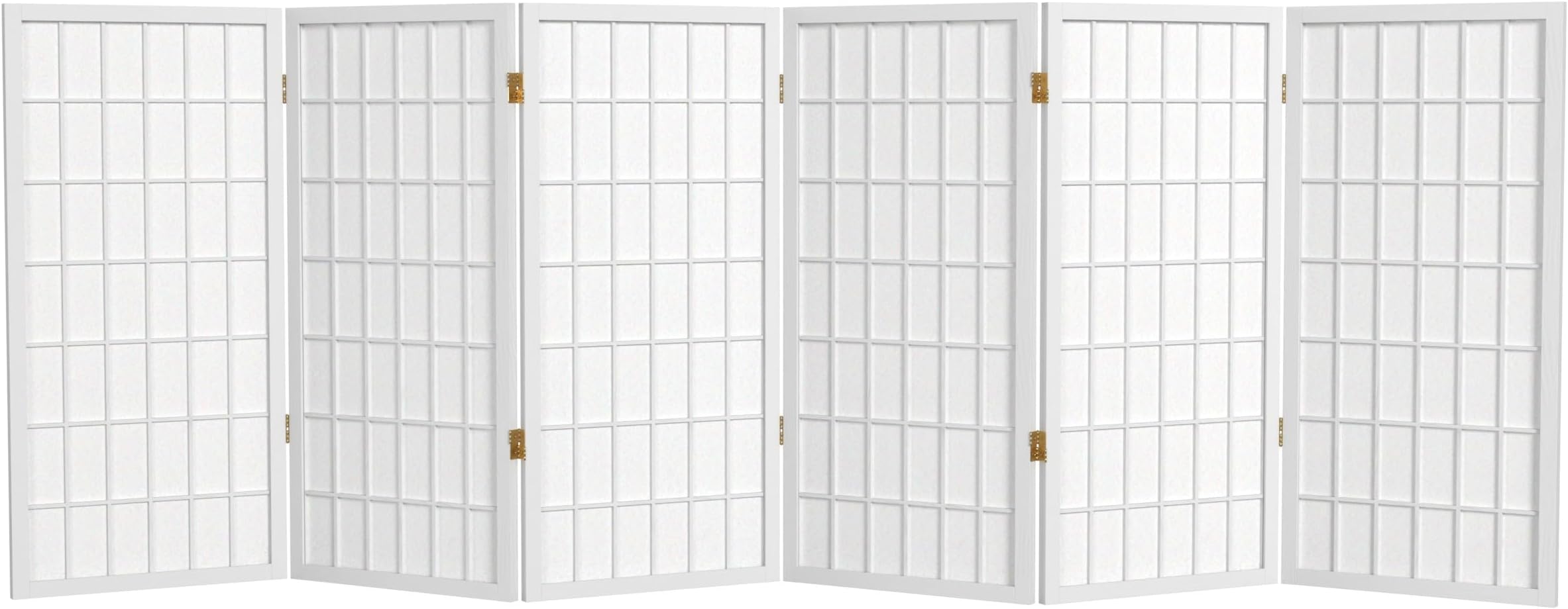 3 ft. Short Window Pane Shoji Screen - White - 6 Panels