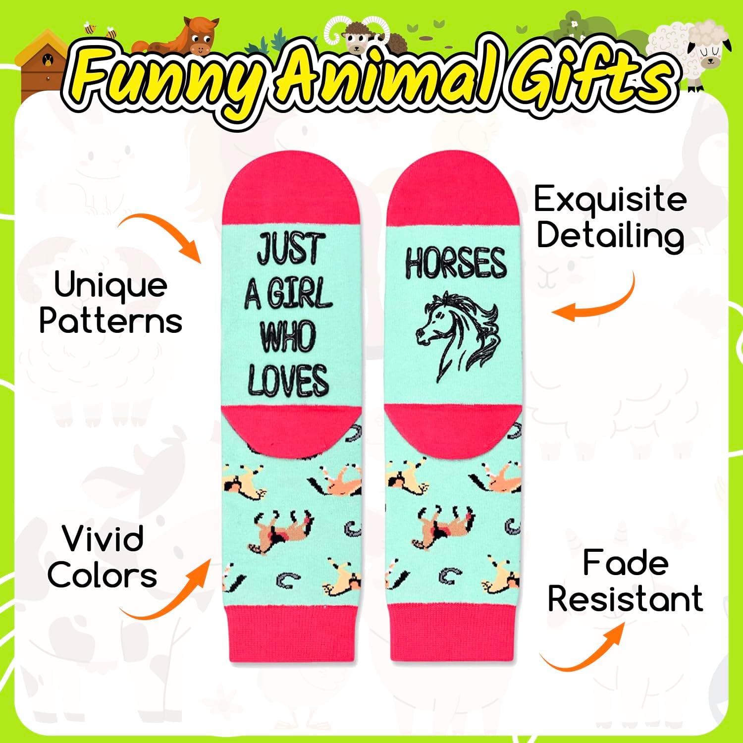 Zmart Cute Animal Socks for Girls - Chicken Horse Goat Socks, Dog Cow Gifts for Kids - Image 3