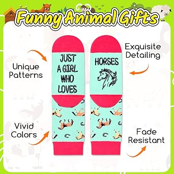 Zmart Cute Animal Socks for Girls - Chicken Horse Goat Socks, Dog Cow Gifts for Kids