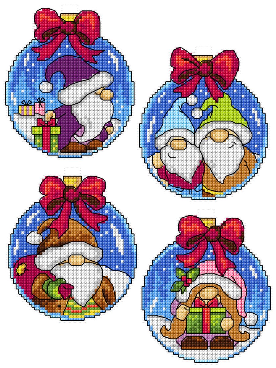 Crafting Spark Gnomes In A Bauble Counted Cross-Stitch Kit - 205Cs