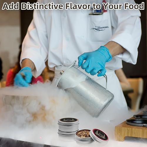 Miniatura 7 de Ahumador de astillas de madera para cócteles, 9 sabores de virutas de madera natural, incluyendo cereza, manzana, roble, melocotón, nuez, pera