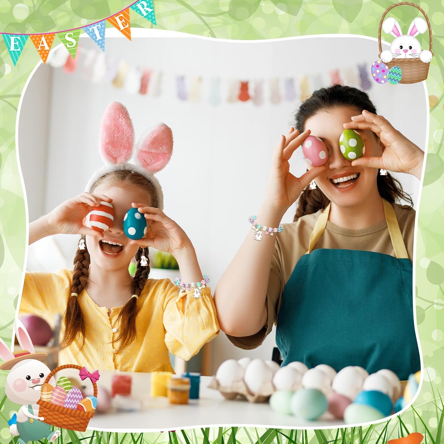 AUGSUN Easter Charm Bracelet and Earrings Set, Colorful Easter beaded bracelet Delicate Gift for Festive Celebrations - Image 5