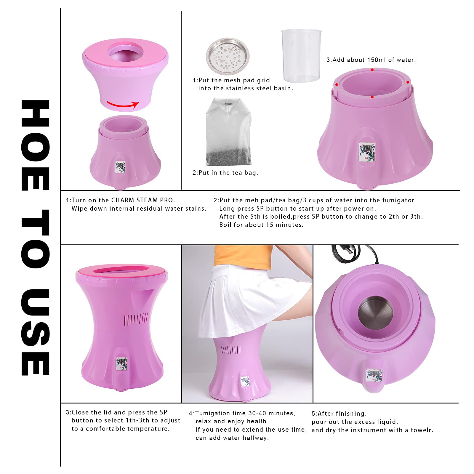 Yoni Steam Seat Kit, Vaginal Steaming Seat with Steam Gown Portable Vaginal Spa Kit for V