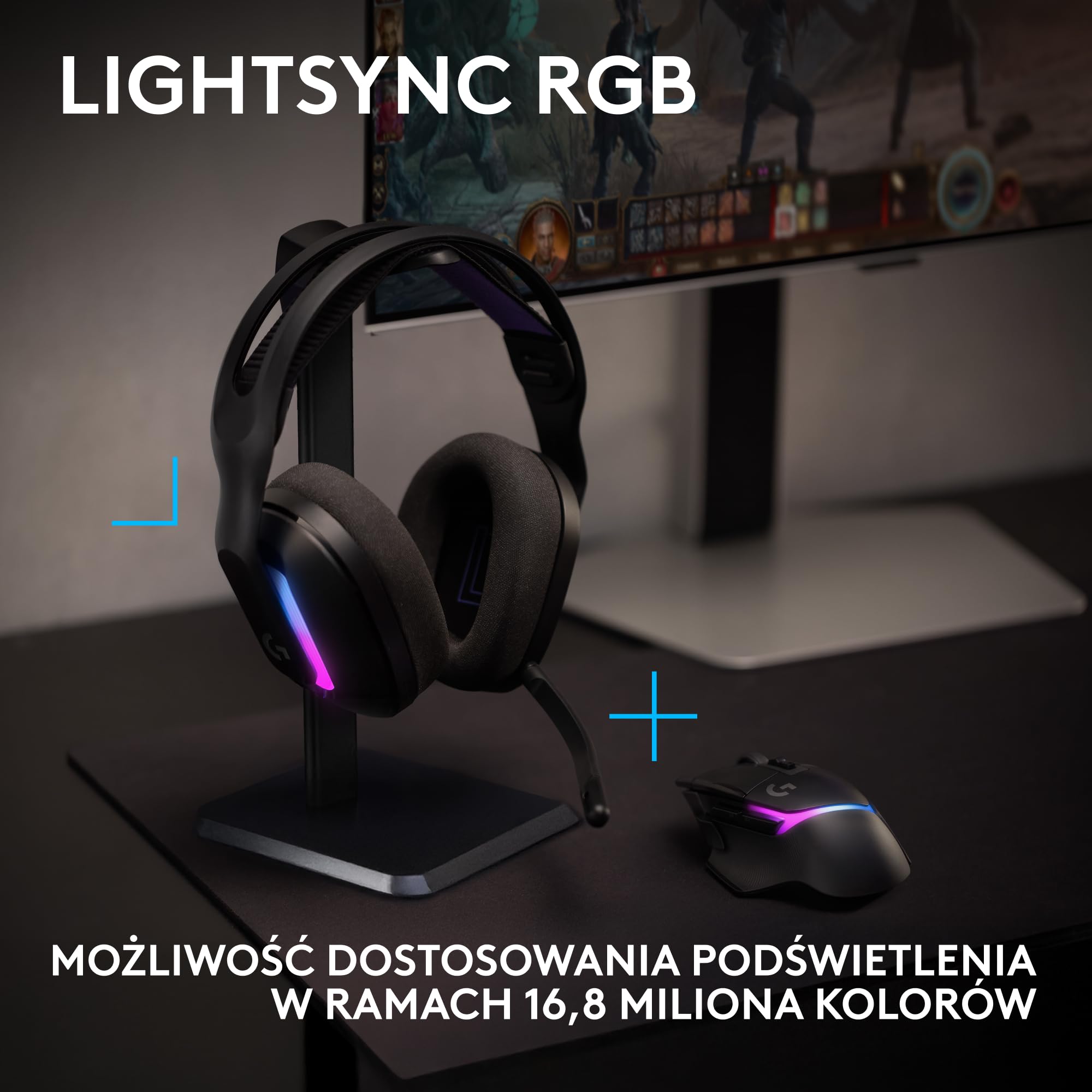 Logitech G G522 bezprzewodowy zestaw słuchawkowy do gier i bezprzewodowa mysz do gier G502 X PLUS–zestaw myszy i słuchawek LIGHTSPEED z podświetleniem RGB LIGHTSYNC – kompatybilne z PC/Windows-Biały