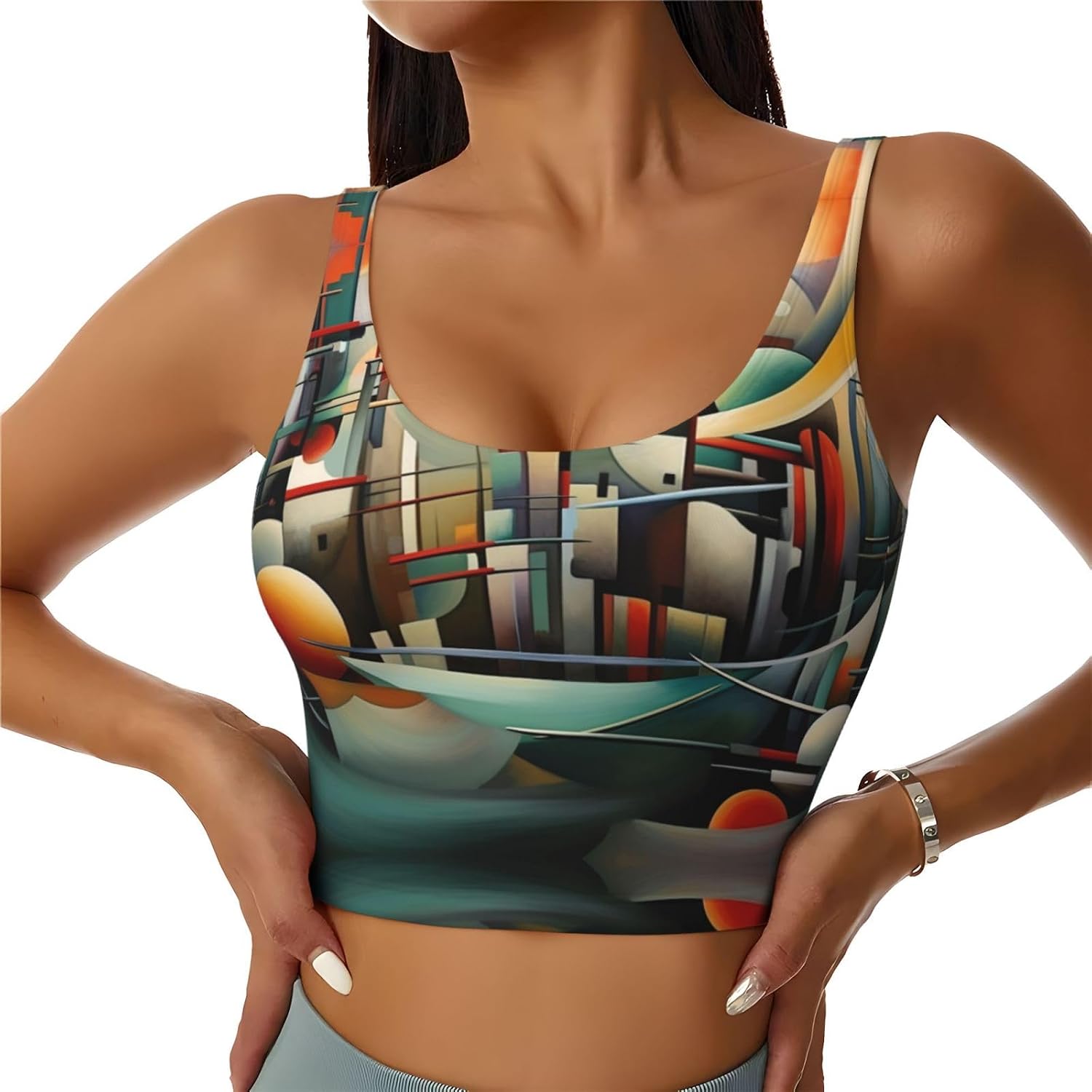 Futurist Painting Women's Sports Bras - High Support Workout Tops for Women